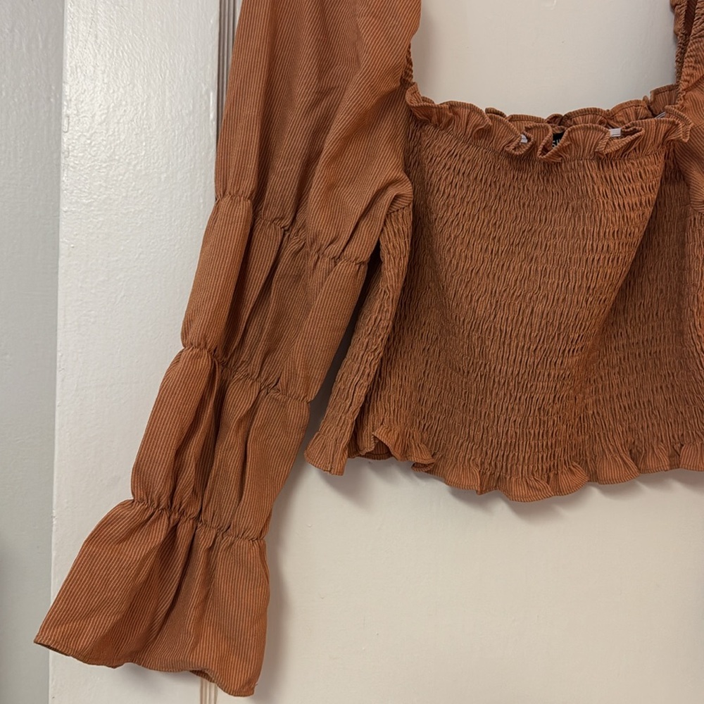 Shein Yoked Long Pirate Sleeve Ruffled Off Shoulder Crop Top #5161370 Sz M - Picture 7 of 11